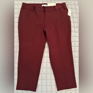 Liz Claiborne Emma Textured Ankle Pants *NWT* Beautiful Maroon Women's Size 16P.
